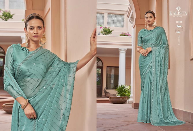 Kalista Inara Chiffon Embroidered Party Wear Saree Catalog
